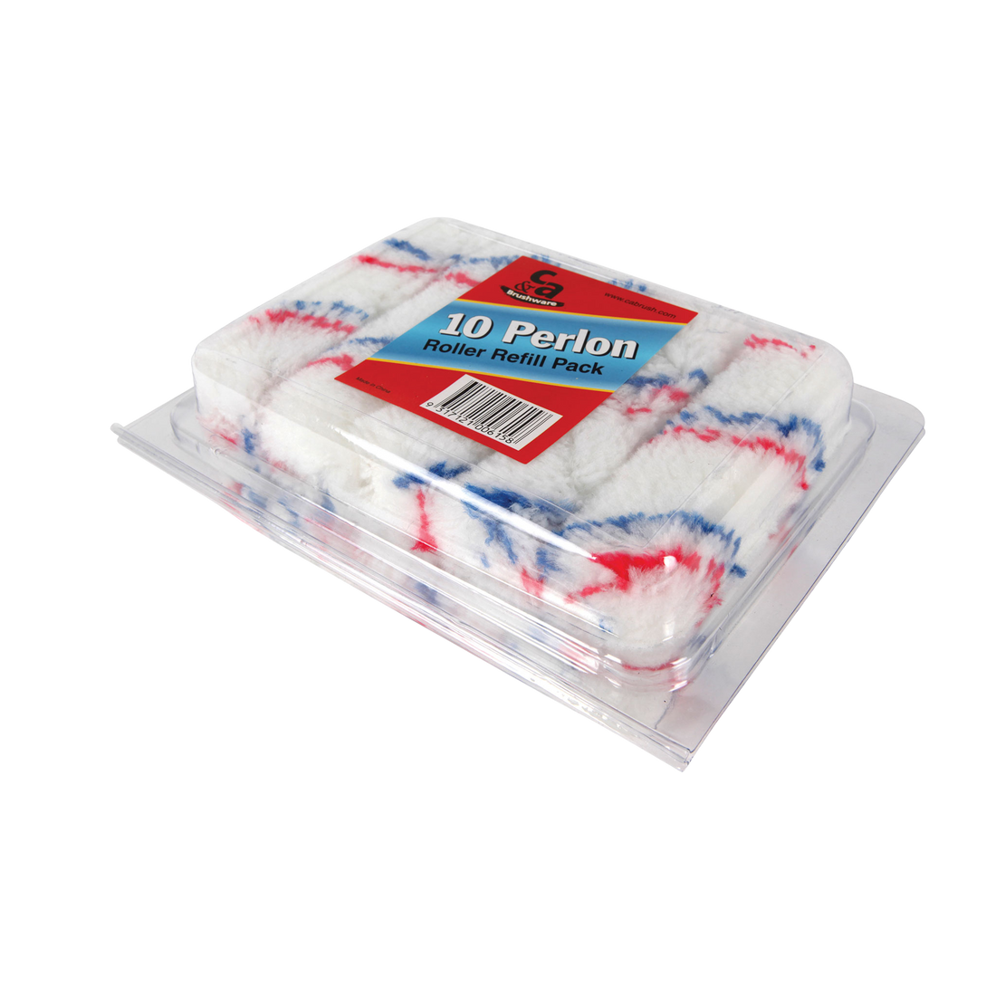 Pack of 10 100mm mini Perlon roller covers for precise paint application on glass, aluminium and wood.