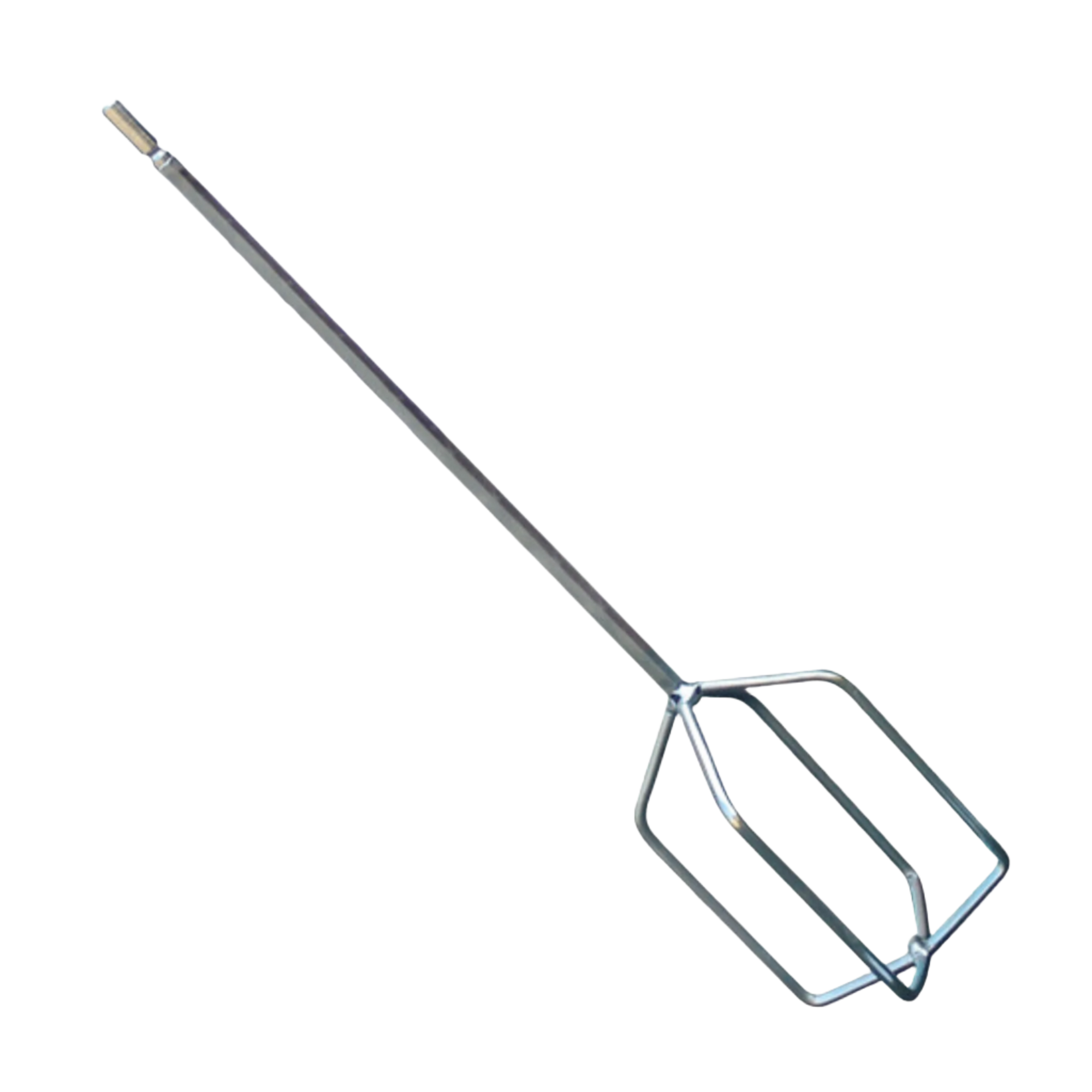 Durable steel 4-blade whisk mixer, 120mm head on 10mm hex shaft, for mixing sealants, adhesives & waterproofing