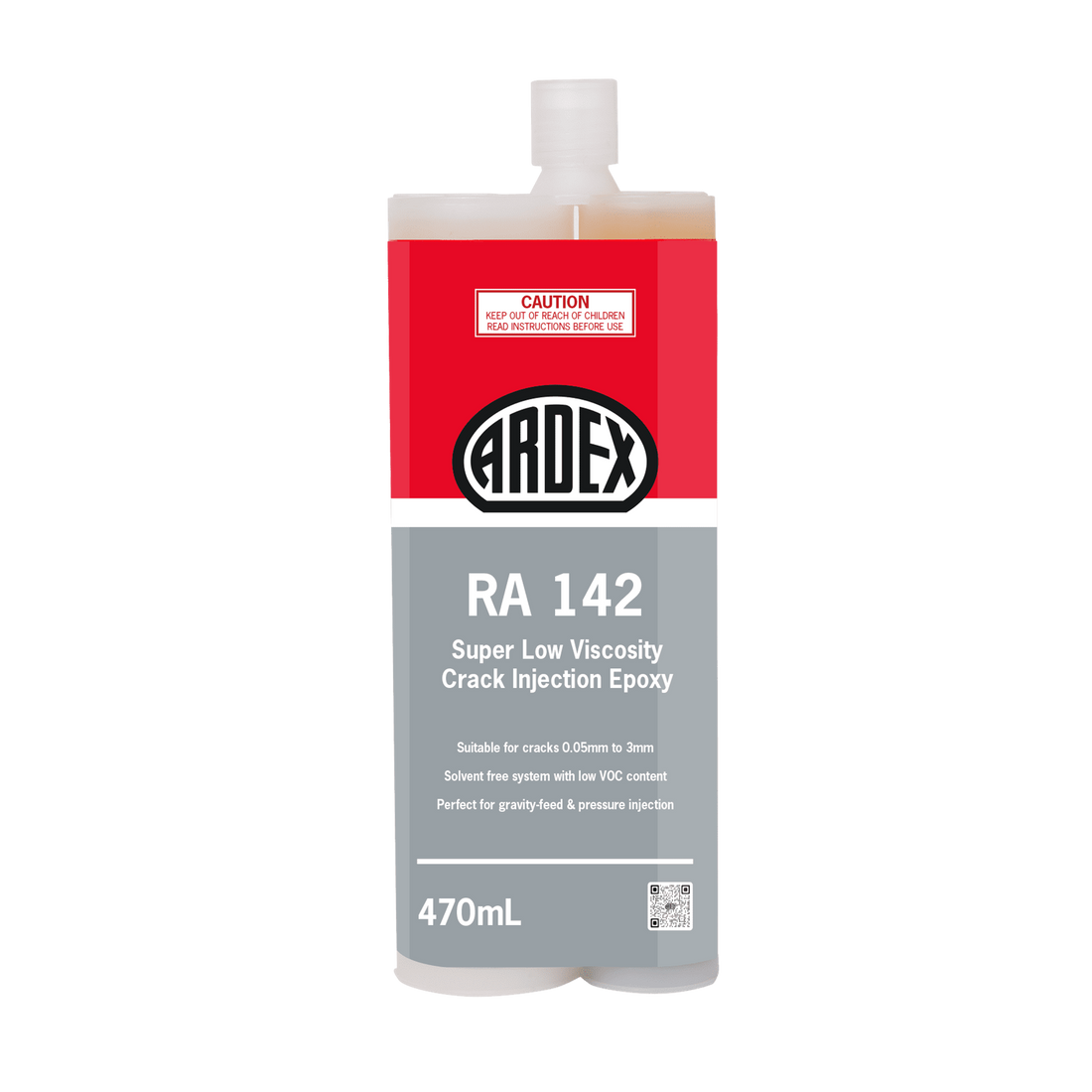 ARDEX RA 142 super low viscosity crack injection epoxy, 470ml bottle for 0.2-5mm cracks, solvent & VOC free.