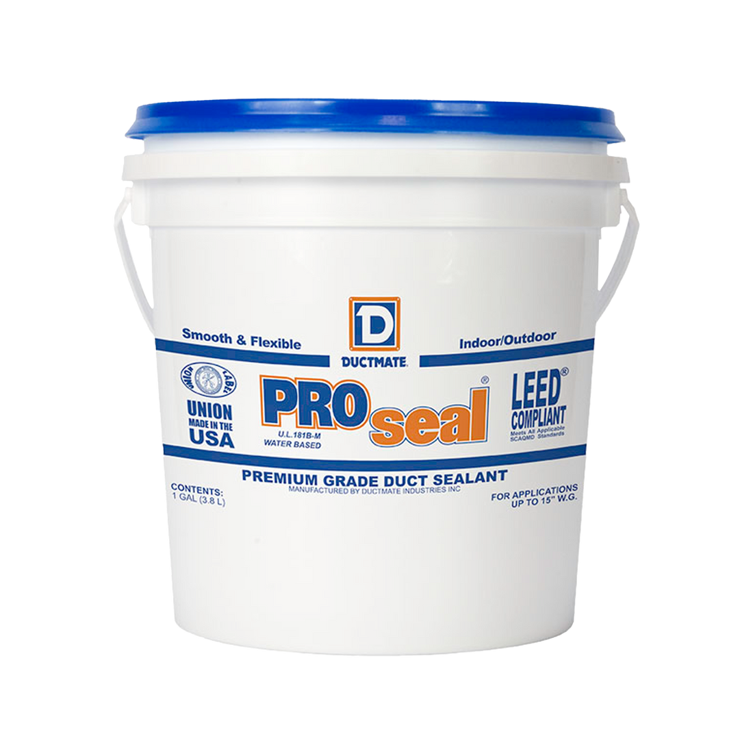 Ductmate PROseal 1 Gal Premium Grade Duct Sealant Bucket, Smooth Flexible Indoor/Outdoor, USA Made, LEED Compliant
