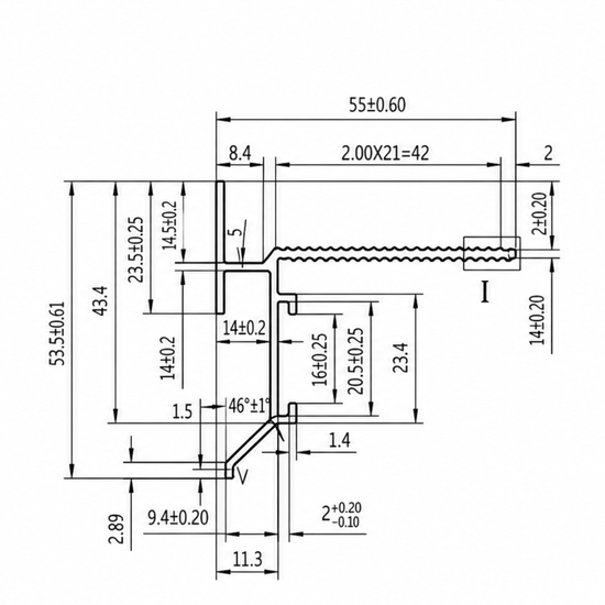 Anodized aluminium balcony drip angle 12 mm x 5 m profile