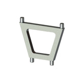Gray aluminum triangular mount bracket with four corner pins for cameras, drones, and accessories