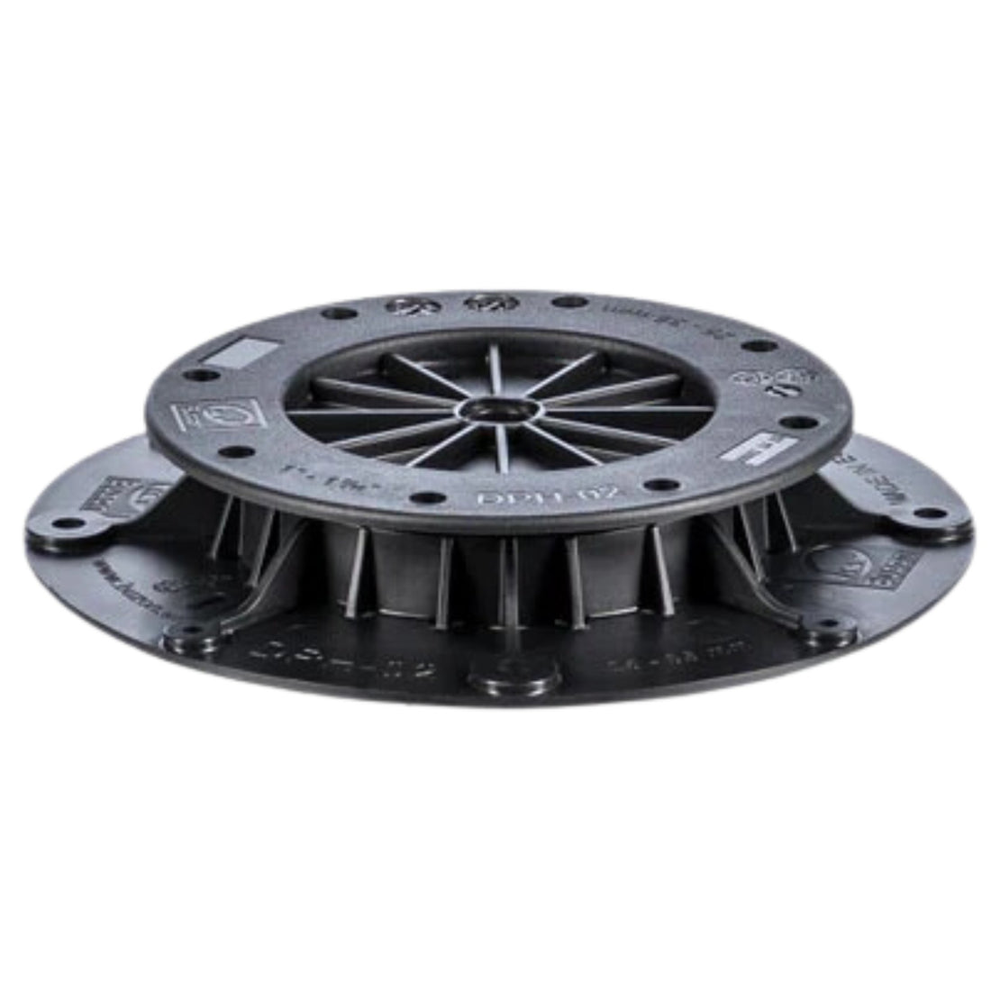 Buzon DPH-02 screwjack pedestal, 25-36mm adjustable black polypropylene for raised paving over waterproof membranes on roo...