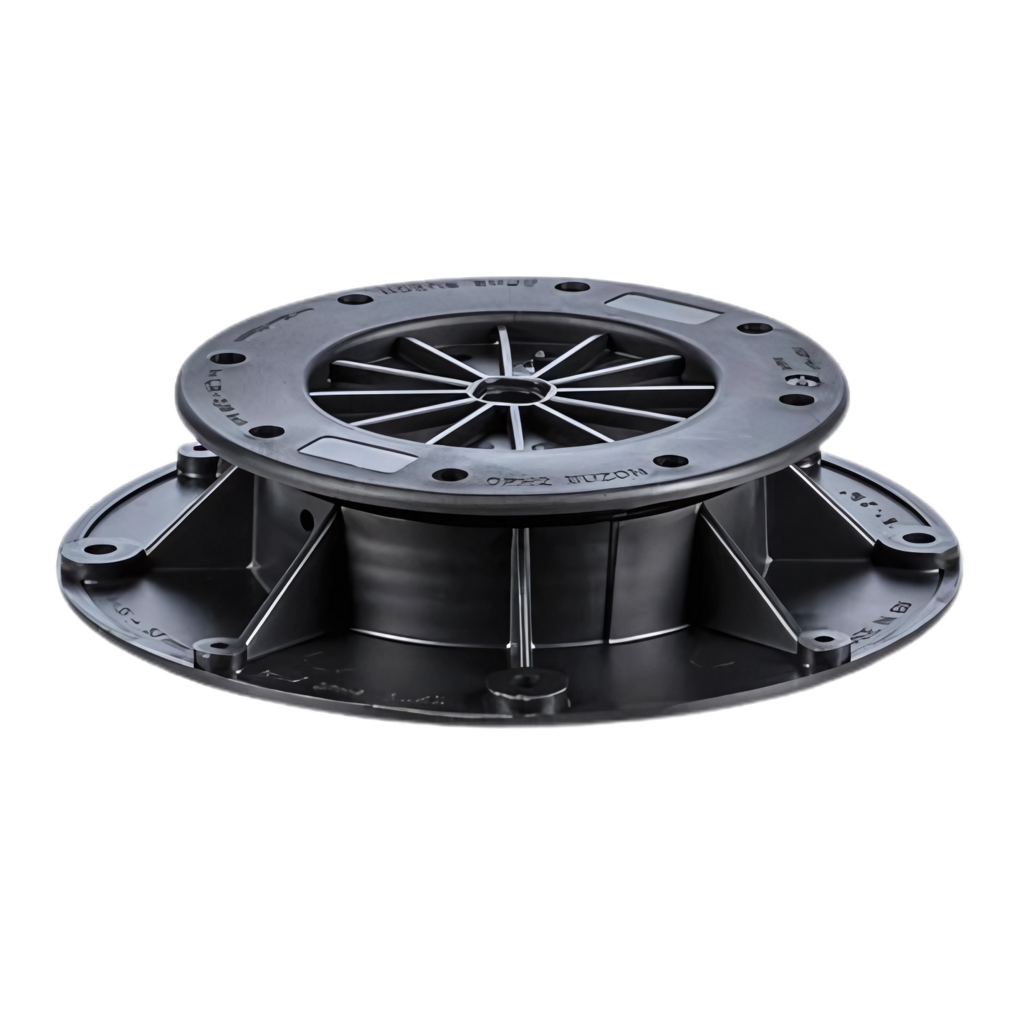 Buzon DPH-2 adjustable pedestal (35-53mm), 150mm ribbed top, 200mm base in recycled PP for stable decking support.