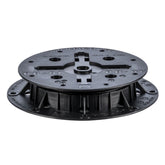 Black PB-01 adjustable decking pedestal base with cross supports, screw holes, round plastic design for raised floors