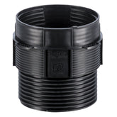 Black 1.5" PE corrugated pipe coupling, ribbed drainage connector, durable polyethylene fitting