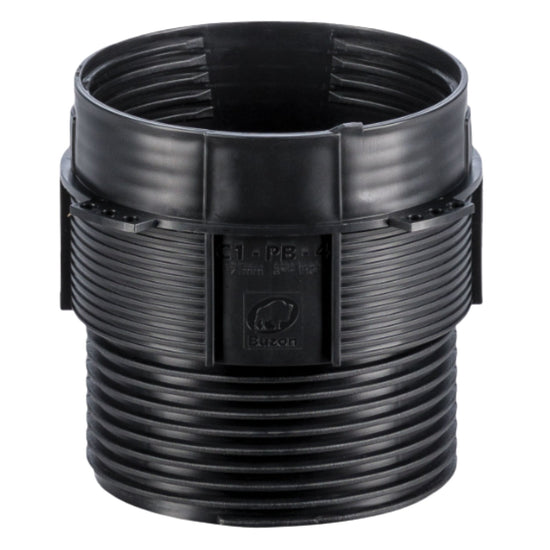 Black 1.5" PE corrugated pipe coupling, ribbed drainage connector, durable polyethylene fitting