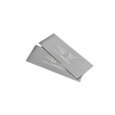 Pair of anodised aluminium Lauxes 180° grate joiners (silver) for rustproof, tool-free linear drain extension.