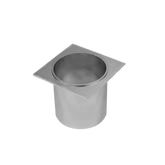 Anodised aluminium Lauxes pop waste outlet, square flange with central drain for rustproof shower/wet area drainage.