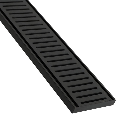 Lauxes Grates NXT 14 linear drain in Midnight anodised aluminium
