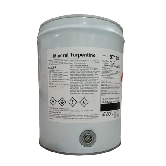20L Adheseal Mineral Turpentine drum, solvent degreases tools, machinery in construction trades