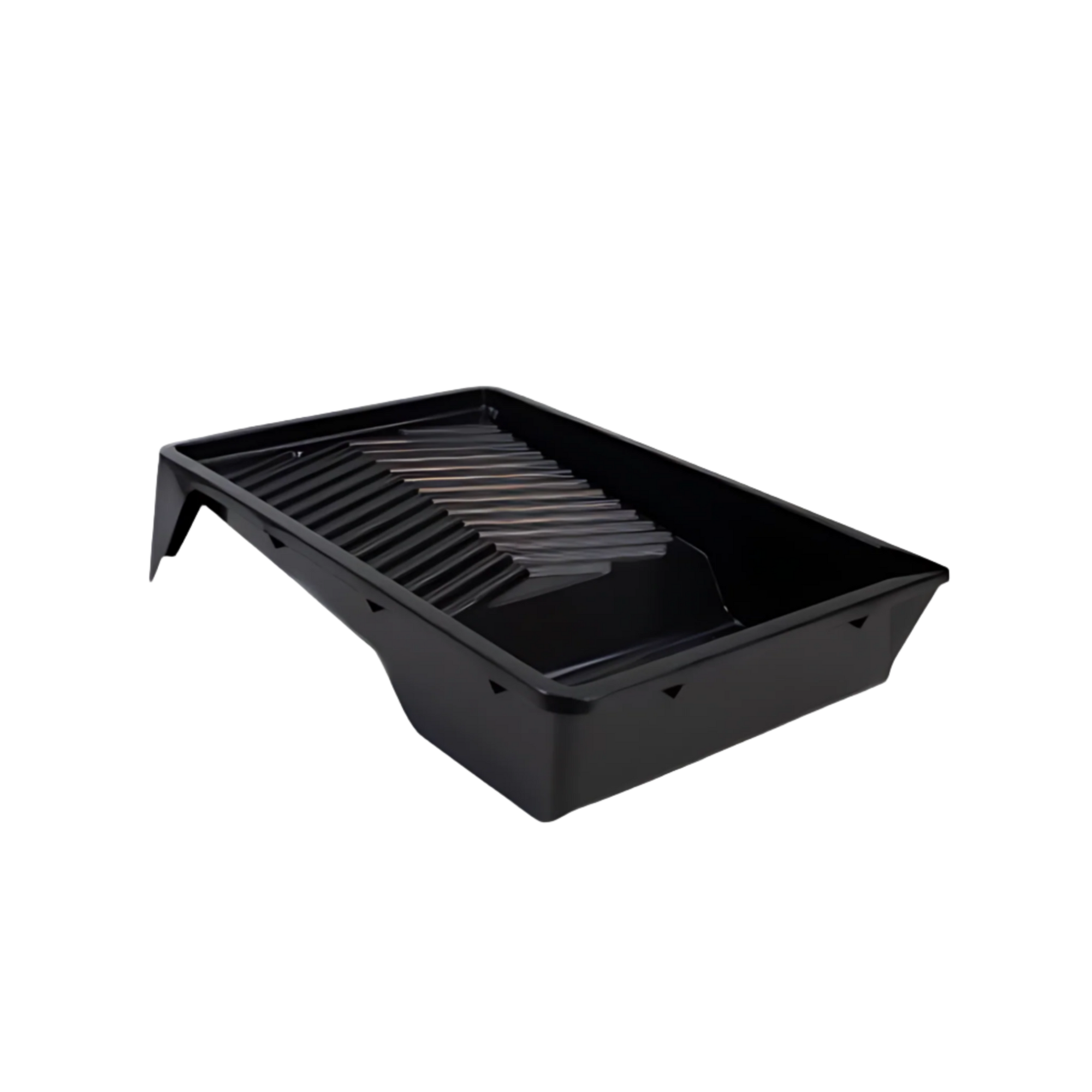 Durable recycled PP industrial paint tray: chemical-resistant, grooved ramp for clean roller prep, frame storage, corner s...