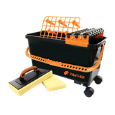Panther Grout Clean Up System: 23L wheeled bucket with TRI-roller, grate, interchangeable grout sponges & float for effici...