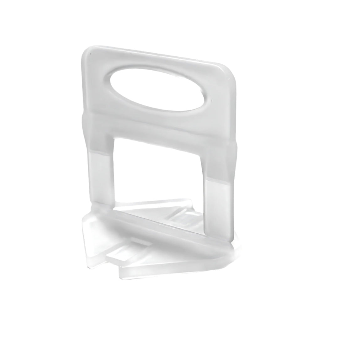 Panther 1.5mm base levelling clips (white plastic, oval grip, wedge base) align 3-12mm tiles over adhesive, prevent lippage.