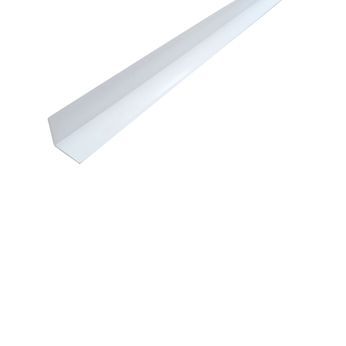 Durable white plastic angle for corrosion-resistant corner protection in wet areas, tiling & waterproofing.