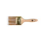 Adheseal polyester paint brush: white synthetic bristles, gold ferrule, ergonomic wood handle for smooth paint, stain, var...