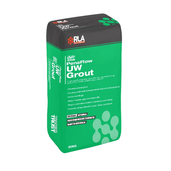 20kg bag of RLA PenaFlow UW Grout. Wash-out resistant cementitious grout for underwater piling and structural repairs.