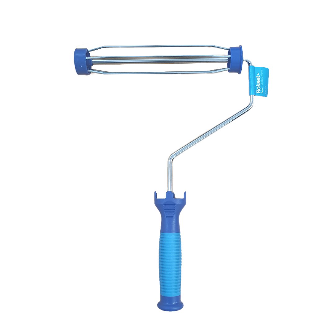 230mm heavy duty roller frame, blue ergonomic grip, threaded pole compatible for even paint, stain & sealer application.