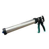 Heavy-duty aluminium sausage caulking gun with TPR grips for precise 600ml sealant dispensing in waterproofing and joint s...