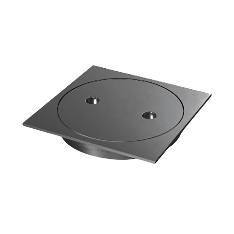 100mm chrome-plated brass square grate for seamless tiled floor drainage in wet areas, AS 3740 waterproofing compliant.