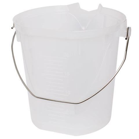 Durable transparent measuring jug with clear graduations & glove-grip handle for precise sealant & additive mixing on site.