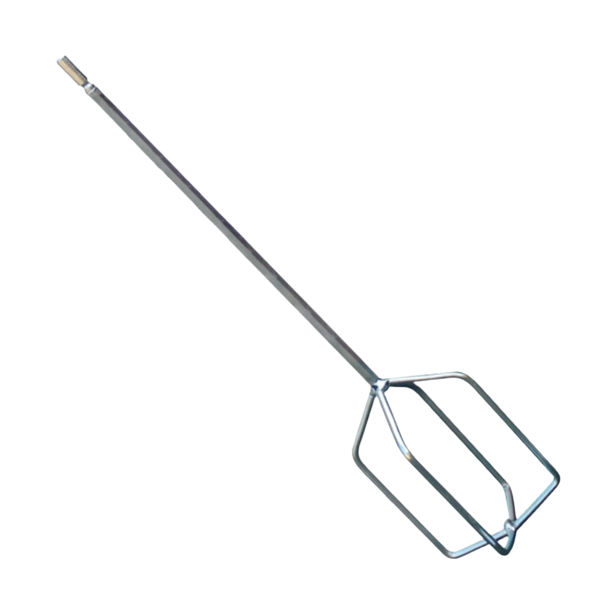 Durable steel 4-blade whisk mixer, 120mm head on 10mm hex shaft, for mixing sealants, adhesives & waterproofing