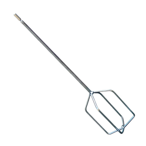 Durable steel 4-blade whisk mixer, 120mm head on 10mm hex shaft, for mixing sealants, adhesives & waterproofing