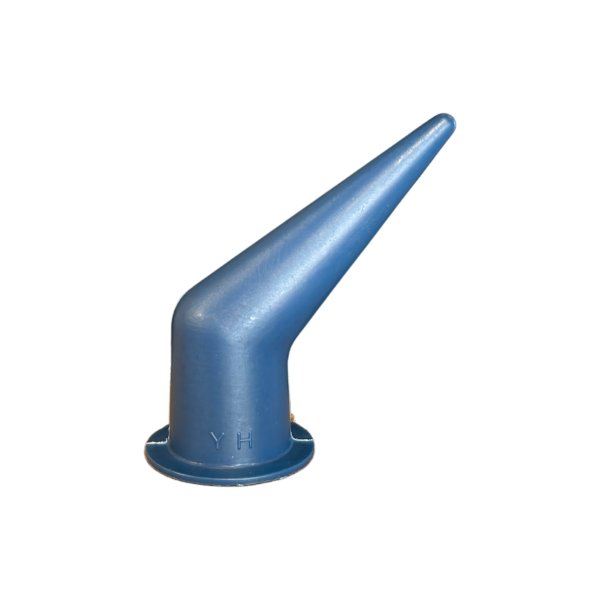 Blue 45° angled 38mm sausage gun nozzle for precision joint sealing in overhead gaps and tight access areas.