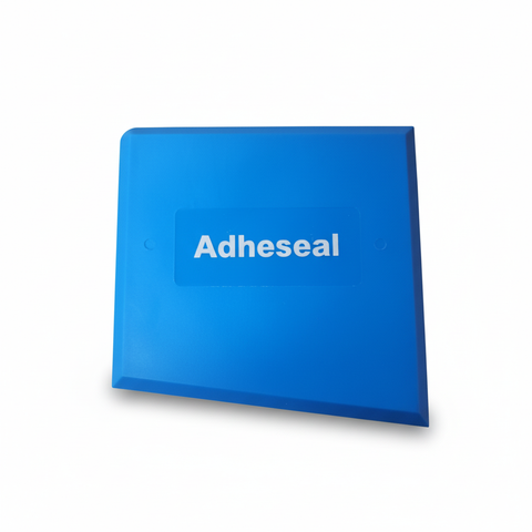 Blue AdheseSeal squeegee tool for adhesives, sealants, vinyl wraps & window tints - durable plastic spreader