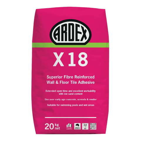 20kg Ardex X18 pink bag - Superior fibre reinforced wall & floor tile adhesive for pools & wet areas