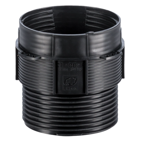 Black 1.5" PE corrugated pipe coupling, ribbed drainage connector, durable polyethylene fitting