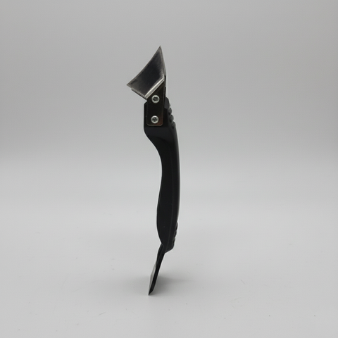 Ergonomic black razor blade scraper with sharp stainless steel blade for paint, sticker & decal removal