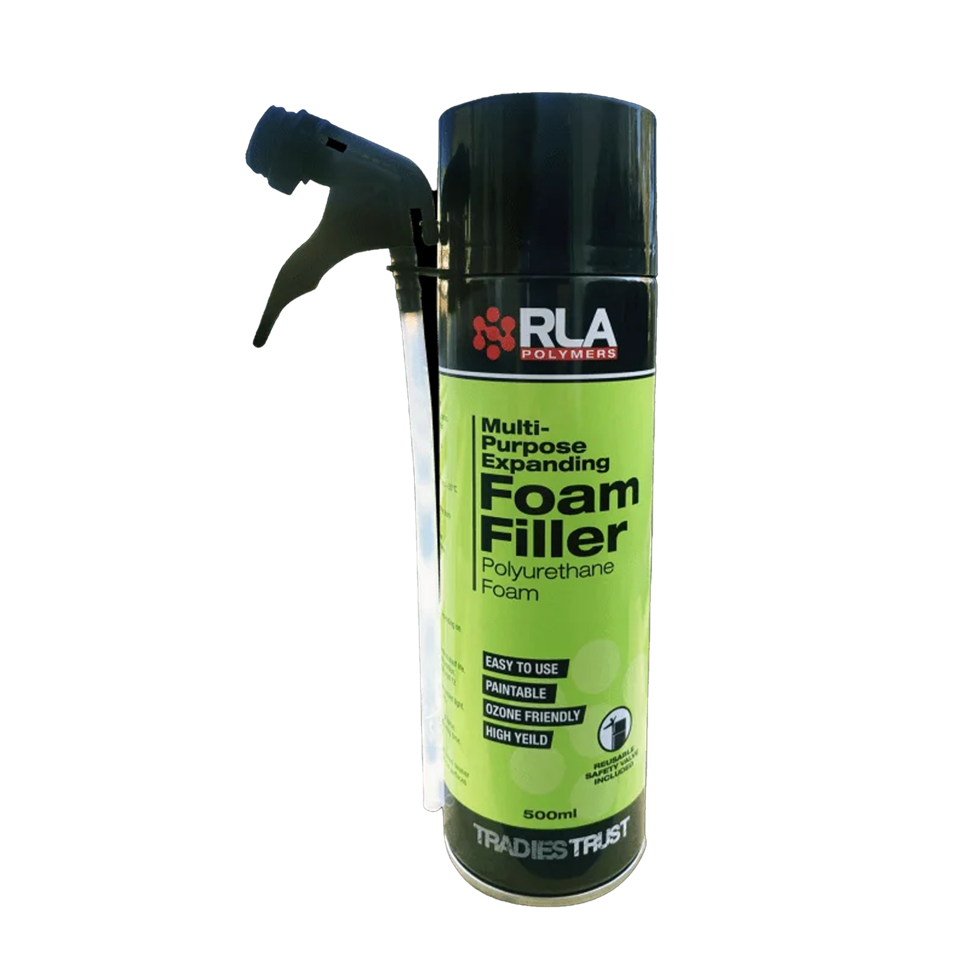RLA multi-purpose expanding polyurethane foam filler 600ml green spray can, easy use nozzle, paintable, ozone friendly hig...