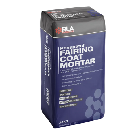 RLA Penapatch Fairing Coat Mortar 20kg bag, fast-setting for concrete surface repairs, internal/external use, made in Aust...