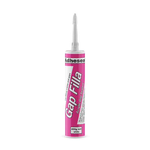 Adheseal Gap Filla 450g white acrylic sealant cartridge: flexible, paintable gap filler for low-movement joints.