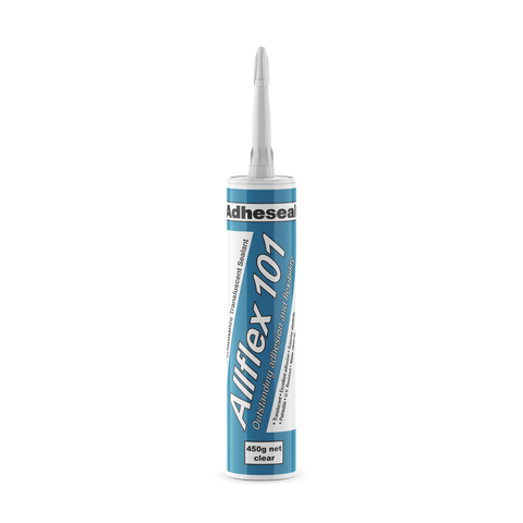 Adheseal Allflex 101 450g clear hybrid acrylic sealant cartridge for high-movement joint sealing & paintable gap filling