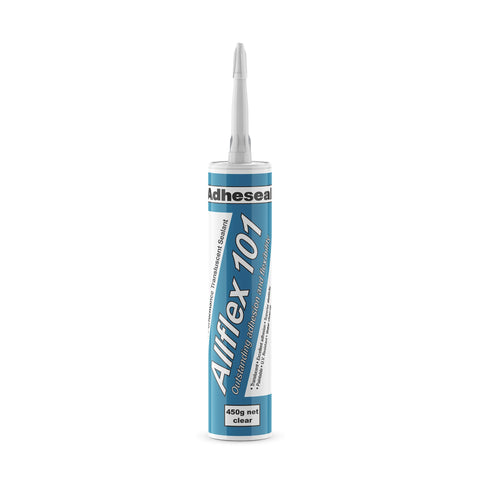 Adheseal Allflex 101 450g clear hybrid acrylic sealant cartridge for high-movement joint sealing & paintable gap filling
