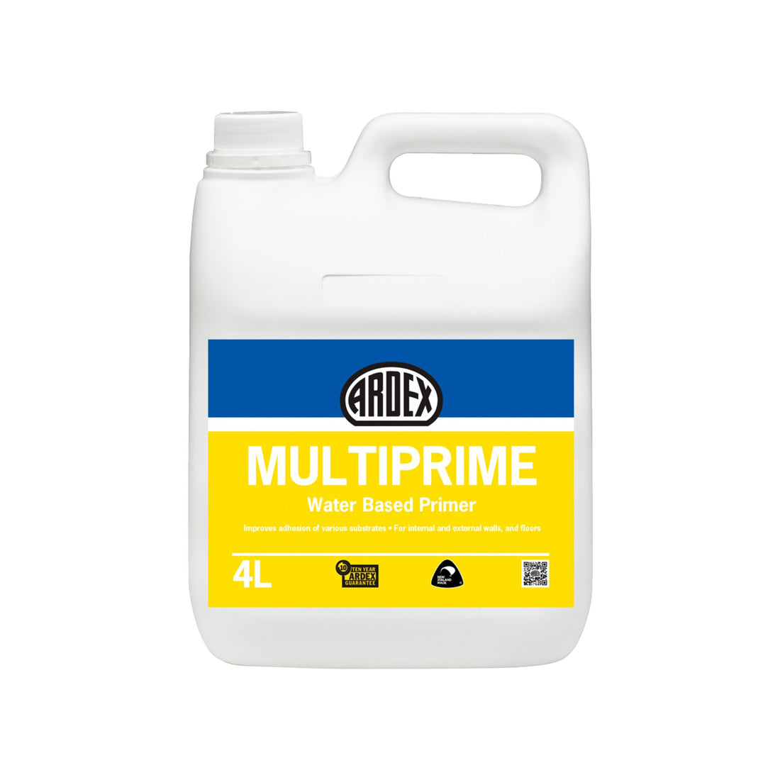 ARDEX MULTIPRIME 4L water-based primer for internal & external walls, white jug