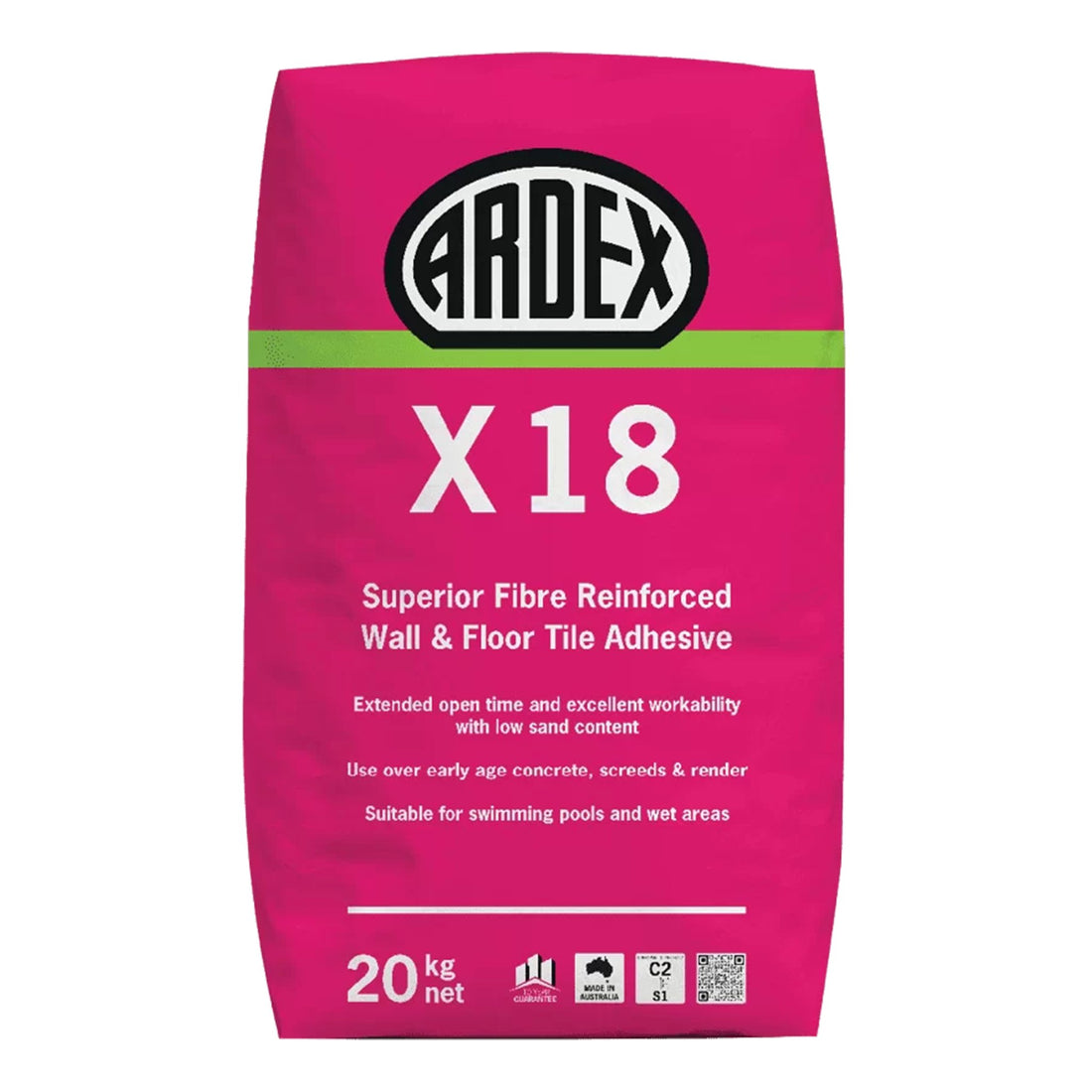 20kg Ardex X18 pink bag - Superior fibre reinforced wall & floor tile adhesive for pools & wet areas
