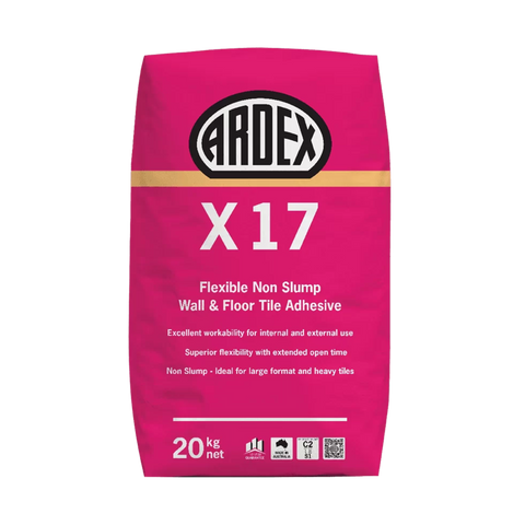 ARDEX X17 20kg flexible non-slump tile adhesive bag for walls, floors & large format tiles