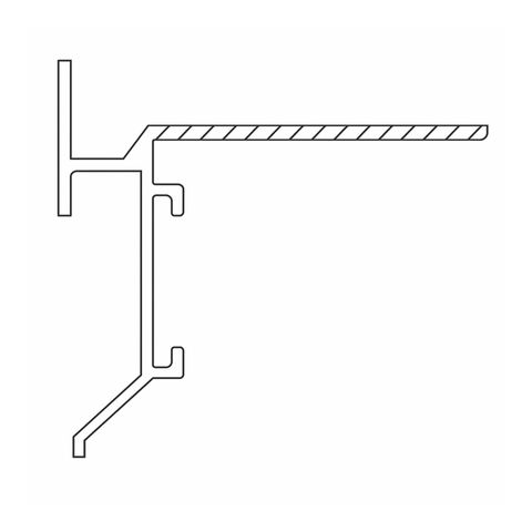 Z-flashing metal profile for roofing/siding, line drawing with drip edge, mounting clips & sealed top panel