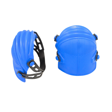 Blue BAT knee pads with heavy-duty shell, gel padding & adjustable straps protect knees during tiling, flooring & construc...