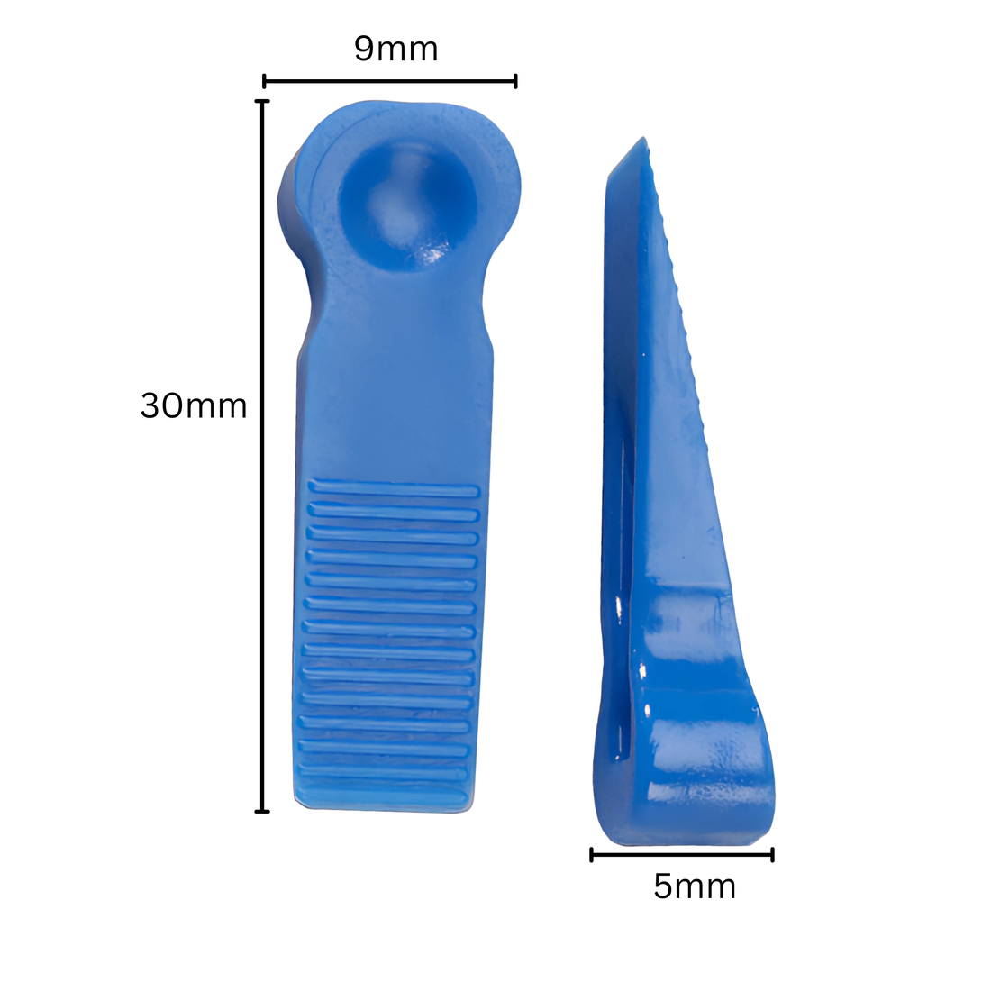 BAT blue tapered tile wedges with ergonomic grip for precise spacing, levelling & alignment in adhesive/grout jobs.