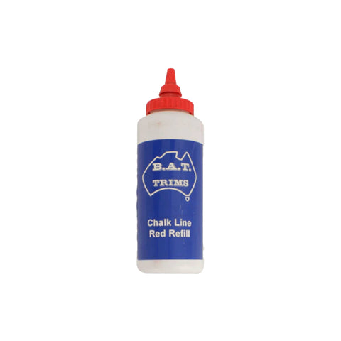 B.A.T Trims red chalk line refill in blue squeeze bottle with precision red nozzle