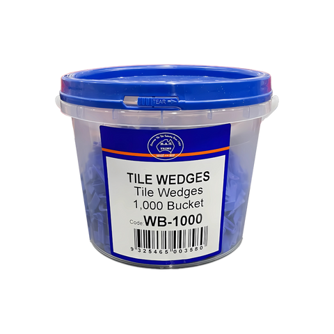 BAT Trims 1000 Tile Wedges bucket: tapered purple plastic for precise spacing, levelling & grout lines in tile adhesive.