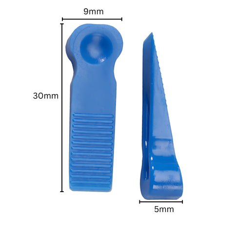 BAT blue tapered tile wedges with ergonomic grip for precise spacing, levelling & alignment in adhesive/grout jobs.