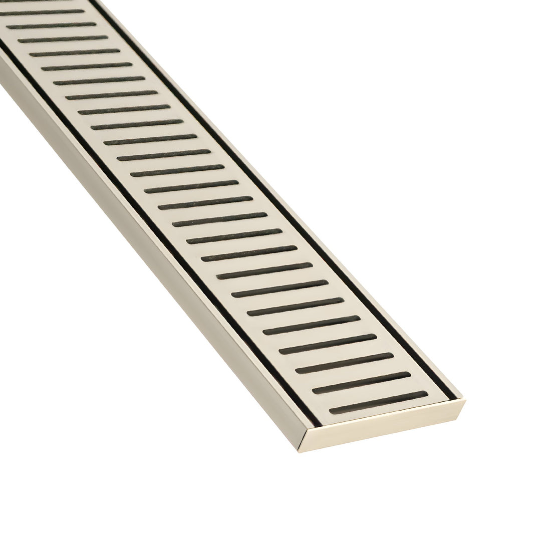 Lauxes Grates NXT 14 linear drain in Brushed Nickel anodised aluminium