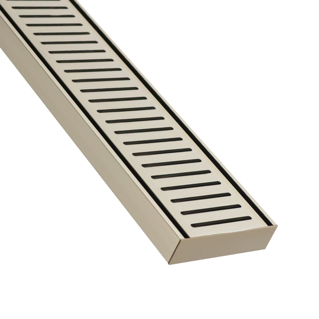 Lauxes Grates NXT 26 linear drain in Brushed Nickel anodised aluminium
