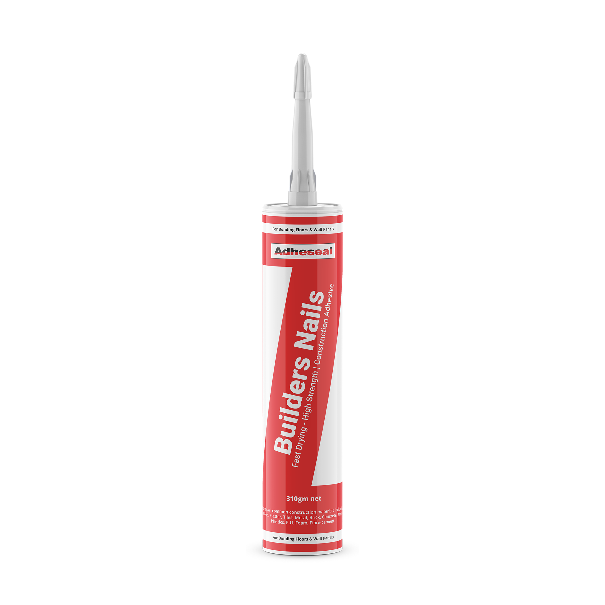 Adheseal Builders Nails 310ml cartridge, solvent-based contact adhesive for high-strength bonding panels, trims, flooring.