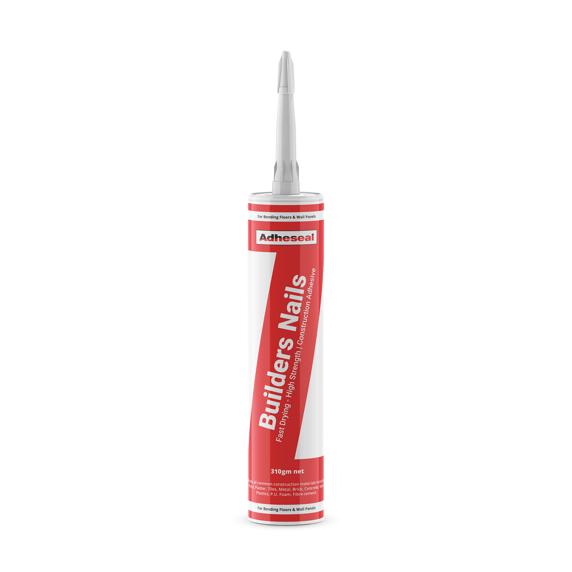 Adheseal Builders Nails 310ml cartridge, solvent-based contact adhesive for high-strength bonding panels, trims, flooring.